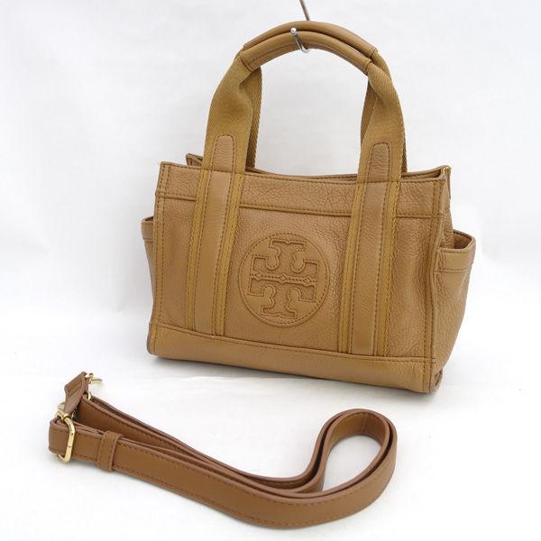 TORY BURCH / トリーバーチ ■ハンドバッグ レザー キャンバス ブラウン系 ブランド【バッグ/バック/BAG/鞄/カバン】 【中古】
