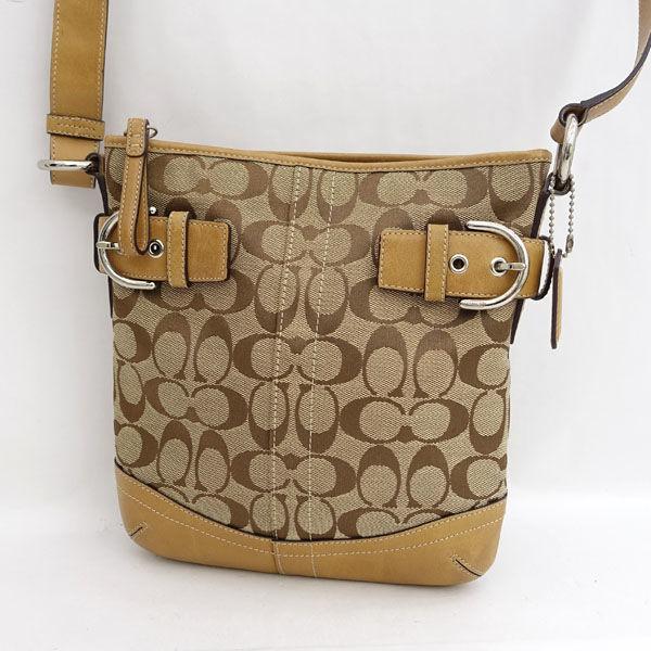 COACH / コーチ ■シグネチャー ショルダー バッグ キャンバス レザー ブラウン系 H05M-6740 ブランド【バッグ】 【中古】 の通販は 7,293円