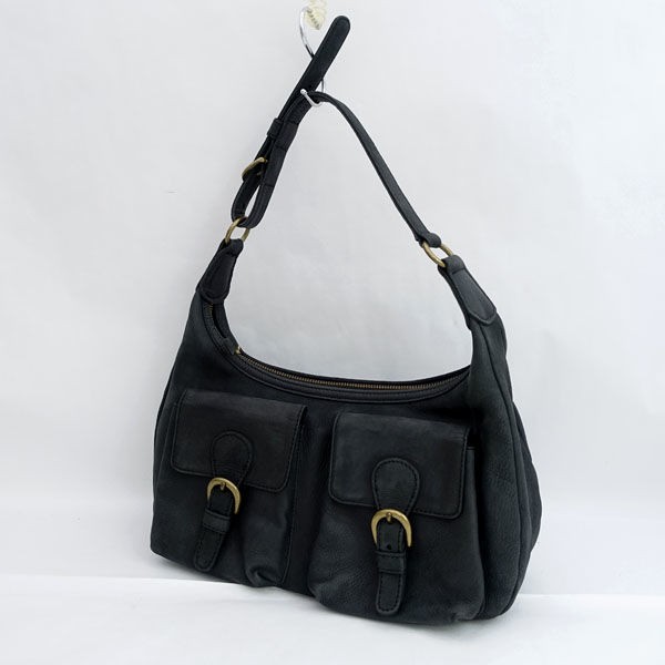 agnes b / アニエスベー ■ハンドバッグ セミショルダー ソフトレザー ブラック  【バッグ/鞄/カバン】 【中古】 の通販は 6,050円
