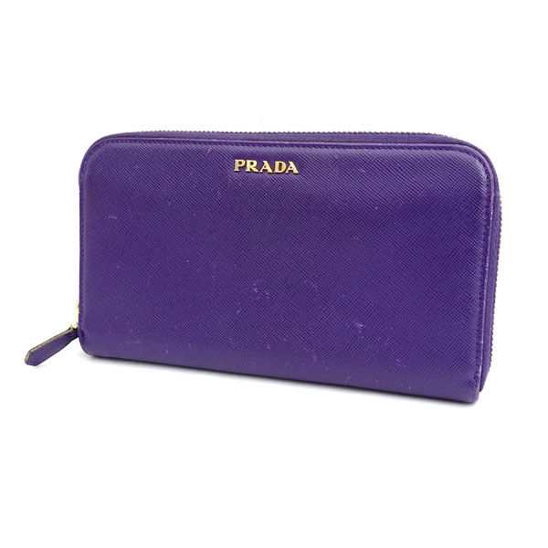 PRADA / プラダ ■長財布 ラウンドファスナー サフィアーノ パープル 【財布/サイフ/ウォレット/wallet/コイン】 【中古】