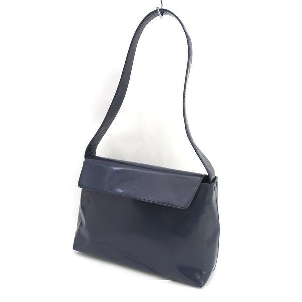 PRADA / プラダ ■ショルダー　ハンドバッグ　エナメルレザー　ネイビー - ブランド【バッグ/バック/BAG/鞄/カバン】 【中古】