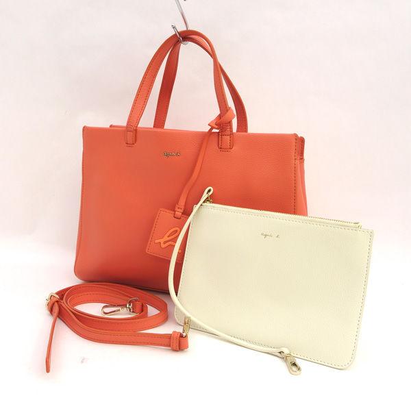 agnes b / アニエスベー ■２WAY　バッグ　レザー　ピンク　ショルダー　ポーチ ブランド【バッグ/バック/BAG/カバン】【中古】