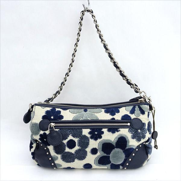 Think Bee! / シンクビー ■２WAY　チェーンショルダーバッグ ネイビー ホワイト ウール ブランド【BAG/鞄/カバン】 【中古】 Think Bee! / シンクビー □2WAY チェーンショルダーバッグ ネイビー