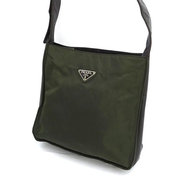 PRADA / プラダ ■ショルダーバッグ　ナイロン　レザー　グリーン　ワンショルダー ブランド【バック/BAG/鞄/カバン】 【中古】
