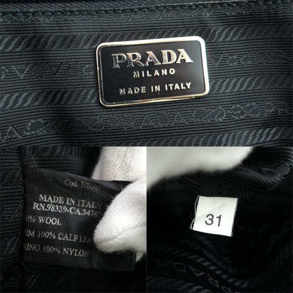 PRADA / プラダ □ハンドバッグ セミショルダー ブラック ウール