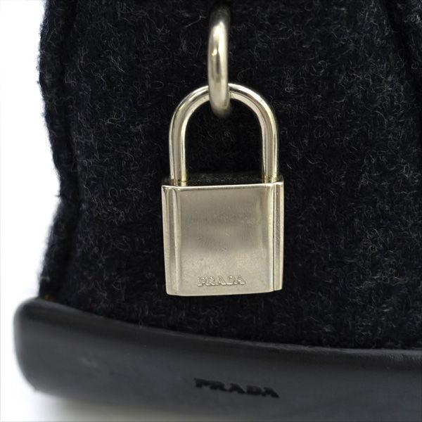 PRADA / プラダ ■ハンドバッグ　セミショルダー　ブラック　ウール　ツイード風 B9497 ブランド【BAG/鞄/カバン】 【中古】 PRADA / プラダ □ハンドバッグ セミショルダー ブラック ウール