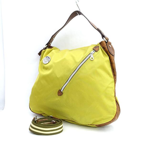 Orobianco / オロビアンコ ■ショルダーバッグ　ハンドバッグ　２WAY　ナイロン　イエロー ブランド 【中古】