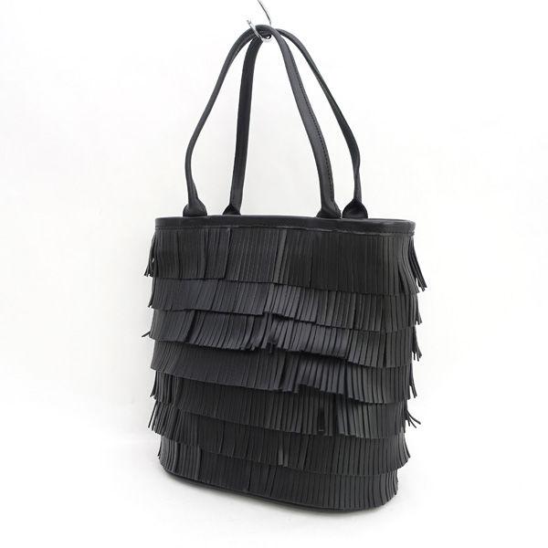 BREE / ブリー ■ハンドバッグ　レザー　ブラック　フリンジ　 ブランド【バッグ/バック/BAG/鞄/カバン】 【中古】