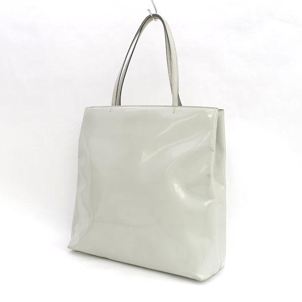PRADA / プラダ ■セミショルダー　トートバッグ　ハンドバッグ　パテントレザー　グレー ブランド【バッグ/バック】 【中古】