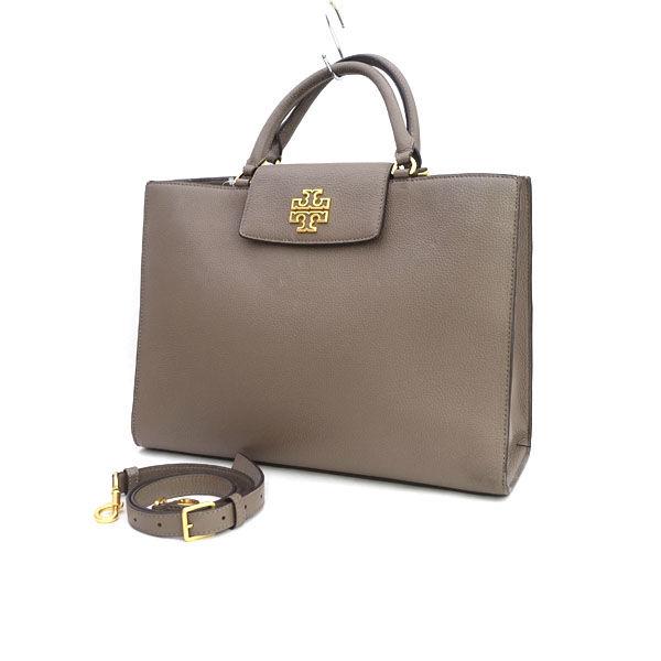 TORY BURCH / トリーバーチ ■2WAY　バッグ　ショルダー　ビジネス　ハンドバッグ　レザー　グレー 【バッグ】 【中古】