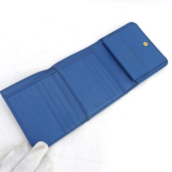 PRADA / プラダ ■二つ折り財布　カード　レザー　ブルー 1M0176 ブランド【財布/サイフ/ウォレット/wallet/】 【中古】 PRADA / プラダ □二つ折り財布 カード レザー ブルー 1M0176 ブランド