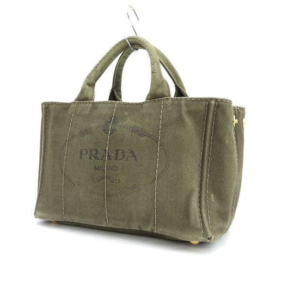 PRADA / プラダ ■カナパ　ハンドバッグ　デニム　グリーン ブランド【バッグ/バック/BAG/鞄/カバン】 【中古】