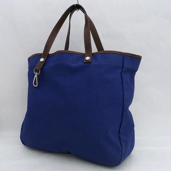 PRADA / プラダ ■トートバッグ　セミショルダー　キャンバス　ブルー ブランド【バッグ/バック/BAG/鞄/カバン】 【中古】