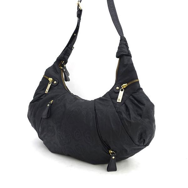 ANNA SUI / アナスイ ■クロスボディ　ショルダーバッグ　ナイロン　バタフライプリント　ブラック　 ブランド 【中古】