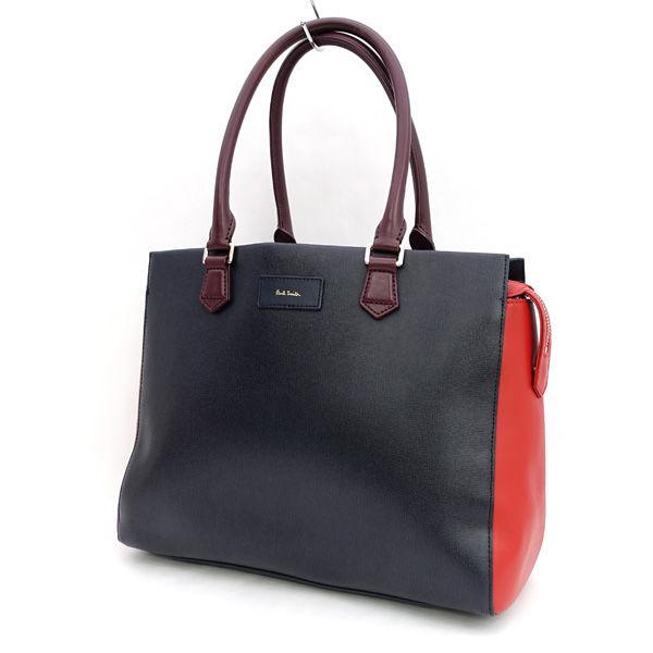 Paul Smith / ポールスミス ■ハンドバッグ　ビジネス　レザー　ネイビー　レッド ブランド【バック/BAG/鞄/カバン】 【中古】