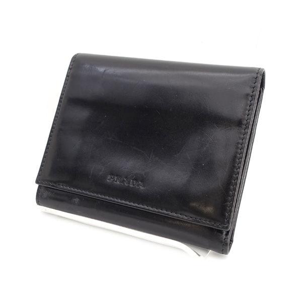 PRADA / プラダ ■二つ折り財布　カード　レザー　ブラック IM0176 ブランド【財布/サイフ/ウォレット/】 【中古】