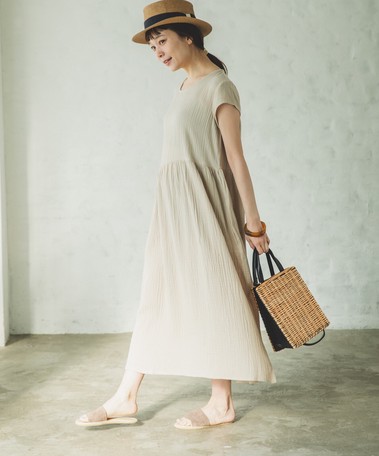 ママサイズ リンクコーデ ダブルガーゼ フレンチスリーブ 半袖 ワンピース レディースアパレル ドレスの通販はau Pay マーケット ロシナンテ オンライン