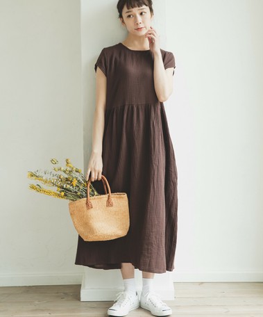 ママサイズ リンクコーデ ダブルガーゼ フレンチスリーブ 半袖 ワンピース レディースアパレル ドレスの通販はau Pay マーケット ロシナンテ オンライン