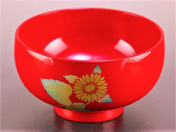 誕生花付き汁椀 朱 7月6日 向日葵 / 生活雑貨 食器・キッチン 碗・椀の通販は