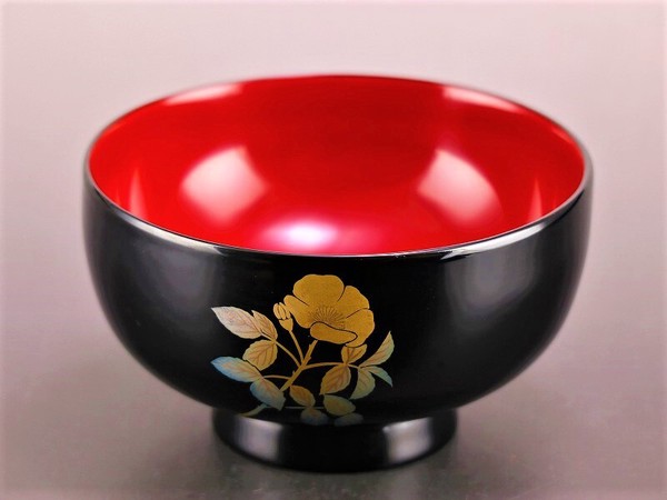 誕生花付き汁椀 黒 7月15日 薔薇(オーストリアローズ) / 生活雑貨 食器・キッチン 碗・椀の通販は 10,500円