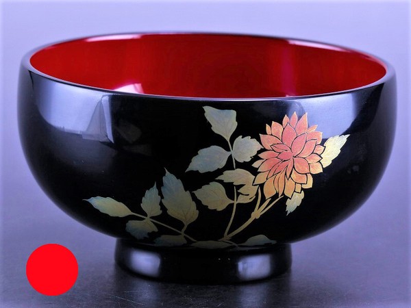 誕生花付き汁椀 朱 9月15日 ダーリア / 生活雑貨 食器・キッチン 碗・椀の通販は