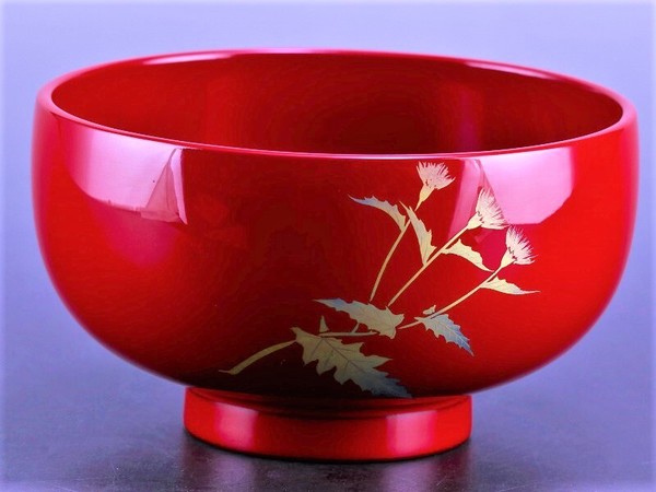 誕生花付き汁椀 朱 9月18日 薊(アザミ) / 生活雑貨 食器・キッチン 碗・椀の通販は 10,500円