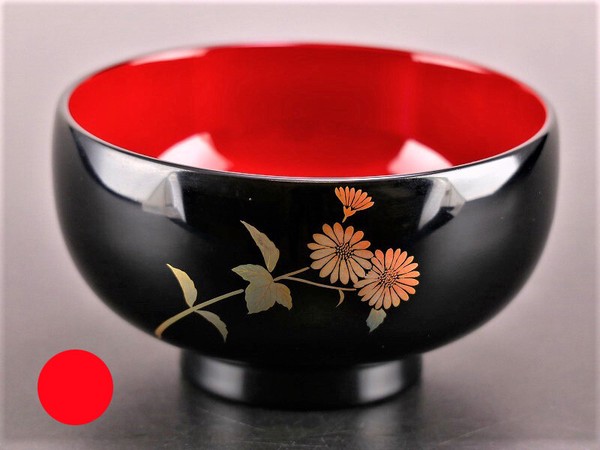 誕生花付き汁椀 朱 9月の花 菊(キク) / 生活雑貨 食器・キッチン 碗・椀の通販は 10,500円