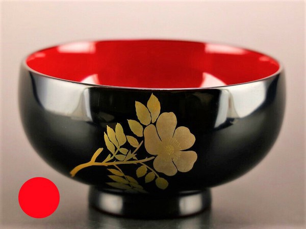 誕生花付き汁椀 朱 10月27日 薔薇(ブライアーローズ) / 生活雑貨 食器・キッチン 碗・椀の通販は