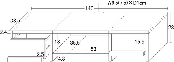 引出付ローボードW140(ウォールナット) / 家具・インテリア 収納家具 テレビ台の通販は