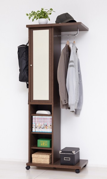 ミラー付ハンガーラック(ブラウン) / 家具・インテリア 収納家具 ハンガー・ハンガーラックの通販は 20,700円