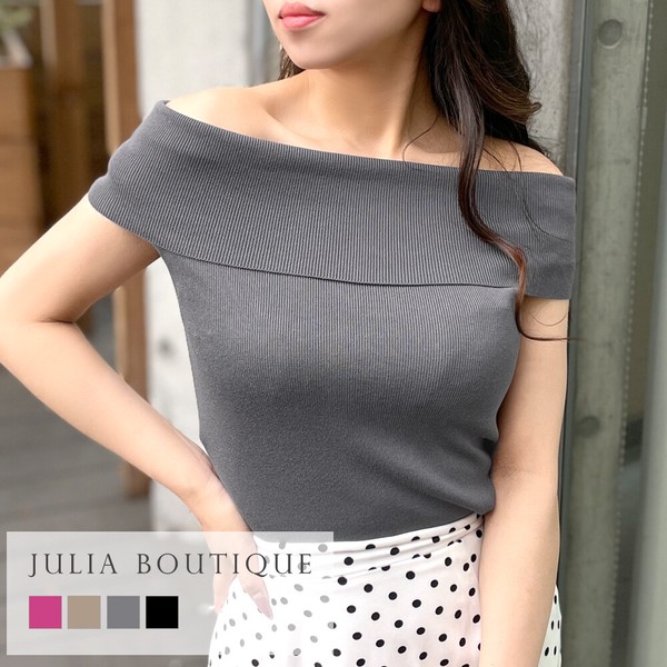 トップス オフショルダーリブニットトップス 23052 / ファッション レディースアパレル セーター・ニットの通販は 4,787円