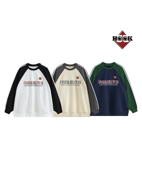 HOOK 配色袖切り替えラインテーププルオーバー カットソー tシャツ メンズ 長袖 プリント / ファッション メンズアパレル トップス Tシャツ・カットソーの通販は