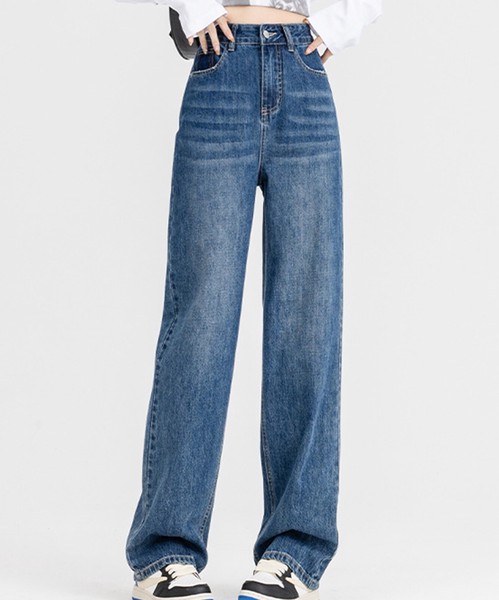 aimoha select 落ち感が綺麗なワイド＆ストレートなデニム デニムパンツ レディース ワイド / ファッション レディースアパレル ボトムス フルレングスパンツの通販は 5,160円