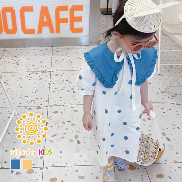 aimoha KIDS ドットワンピース キッズ 女の子 半袖 水玉 ビッグカラー レアワンピース 春 夏 秋 / ファッション ベビー・キッズ ワンピース・ドレスの通販は 4,923円