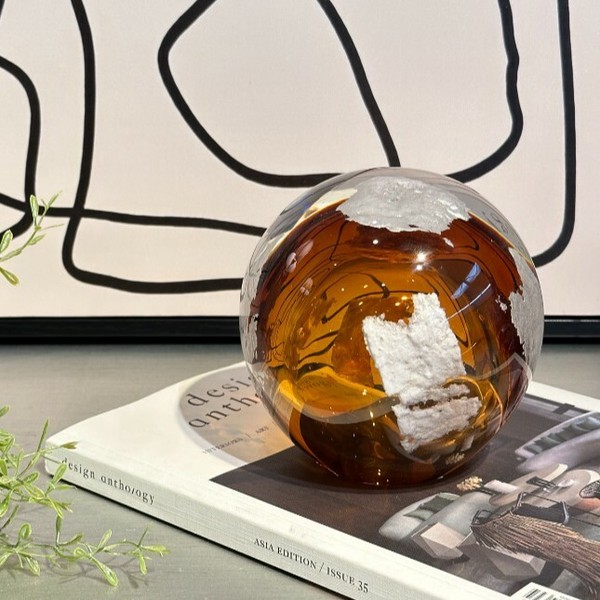 ガラスボール シルバー×オレンジ Lサイズ / 家具・インテリア インテリア雑貨 置物・オブジェの通販は