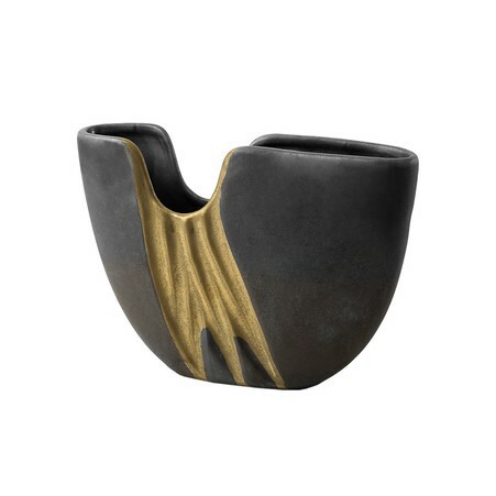 薄型半円花瓶 グレイXゴールド Sサイズ / 家具・インテリア インテリアグリーン 花瓶・フラワースタンド