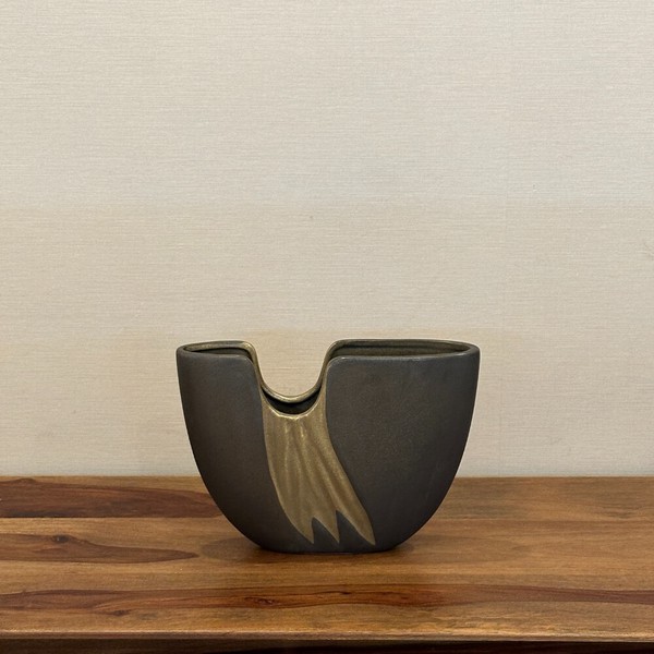 薄型半円花瓶 グレイXゴールド Sサイズ / 家具・インテリア インテリアグリーン 花瓶・フラワースタンド