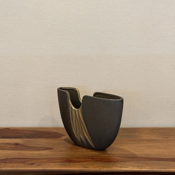 薄型半円花瓶 グレイXゴールド Sサイズ / 家具・インテリア インテリアグリーン 花瓶・フラワースタンド