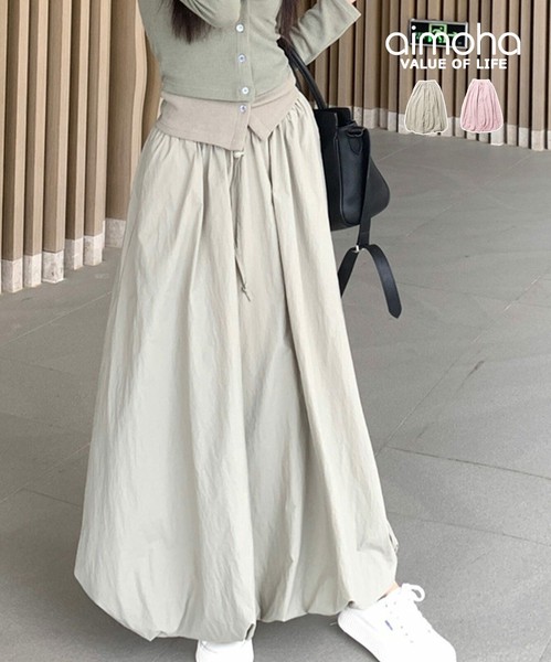 aimoha select バルーンスカート フレアスカート レディース ロングスカート ウエストゴム / ファッション レディースアパレル ボトムスの通販は