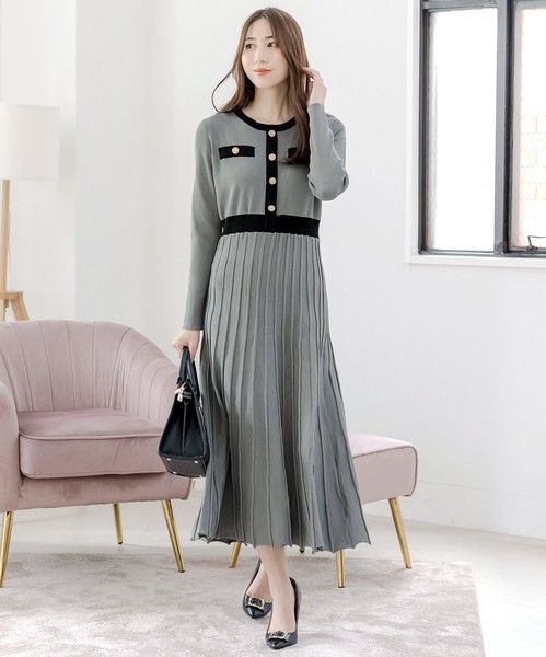 2024秋冬新作 ワンピース 配色フレアワンピース 24559 / ファッション レディースアパレル ワンピース・ドレスの通販は