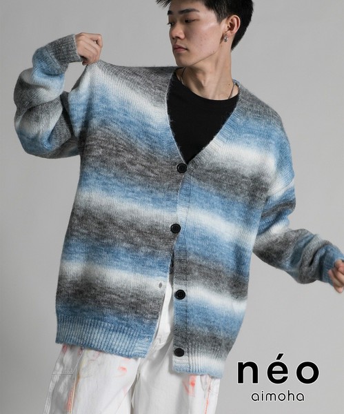 aimoha neo グラデーションカーデ メンズ 長袖 起毛 アウター 羽織り ニット カーディガン / ファッション メンズアパレル トップスの通販は