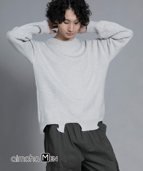 aimoha men ダメージ加工ニットプルオーバー メンズ ニット セーター シンプル 柔らかな肌触り / ファッション メンズアパレル トップス セーター・ニットの通販は 5,046円
