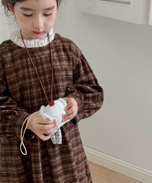 aimoha KIDS チェック柄ワンピース キッズ 長袖 女の子 綿 フリル ワンピース / ファッション ベビー・キッズ ワンピース・ドレスの通販は