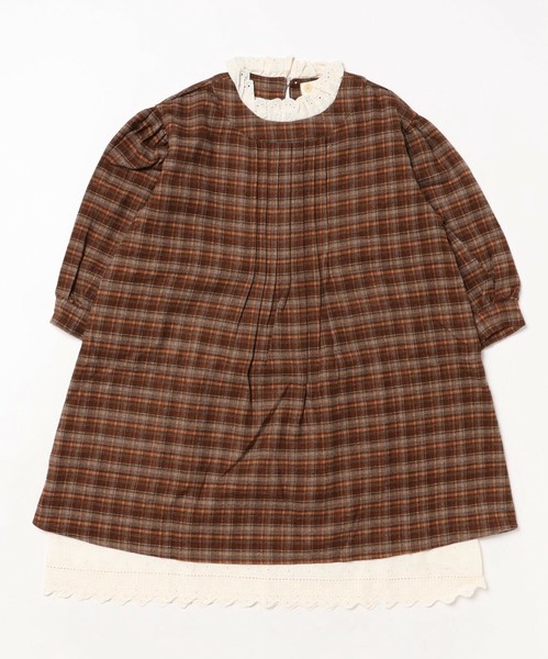aimoha KIDS チェック柄ワンピース キッズ 長袖 女の子 綿 フリル ワンピース / ファッション ベビー・キッズ ワンピース・ドレスの通販は