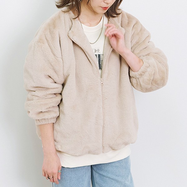 フェイクファー ノーカラージャケット AW エコファー ショート ブルゾン コート / ファッション レディースアパレル アウターの通販は 4,842円