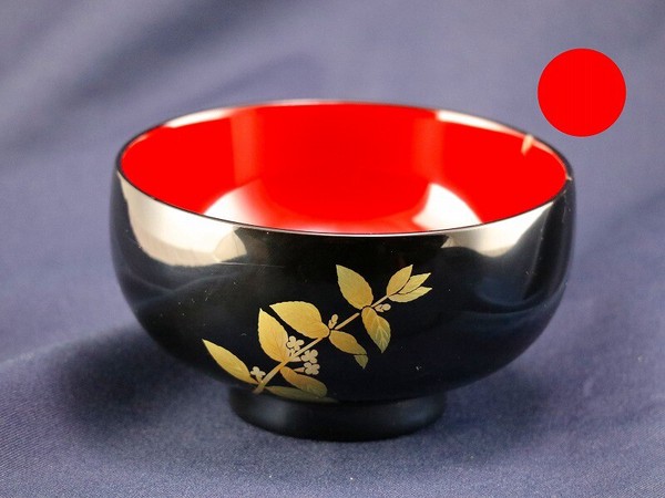 誕生花付き汁椀 朱 2月11日 西洋山薄荷(セイヨウヤマハッカ) / 生活雑貨 食器・キッチン 碗・椀の通販は