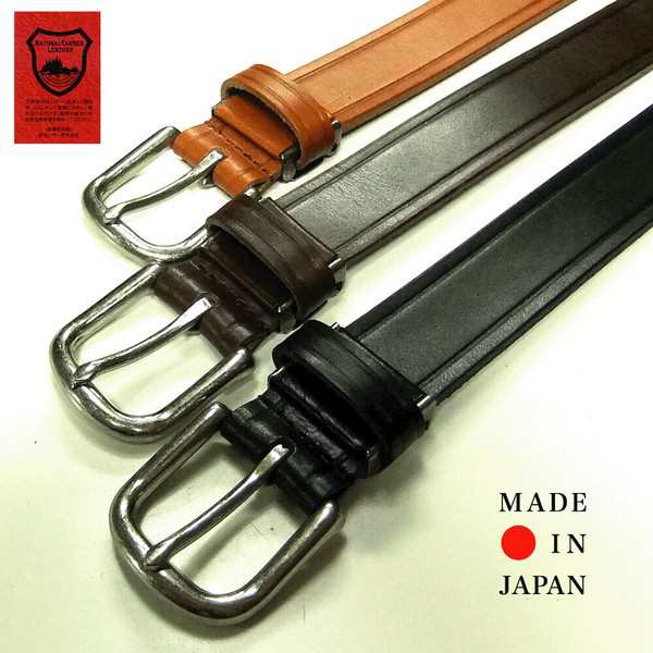 栃木レザー サマーオイル30mmプレーンベルト 日本製 / ファッション