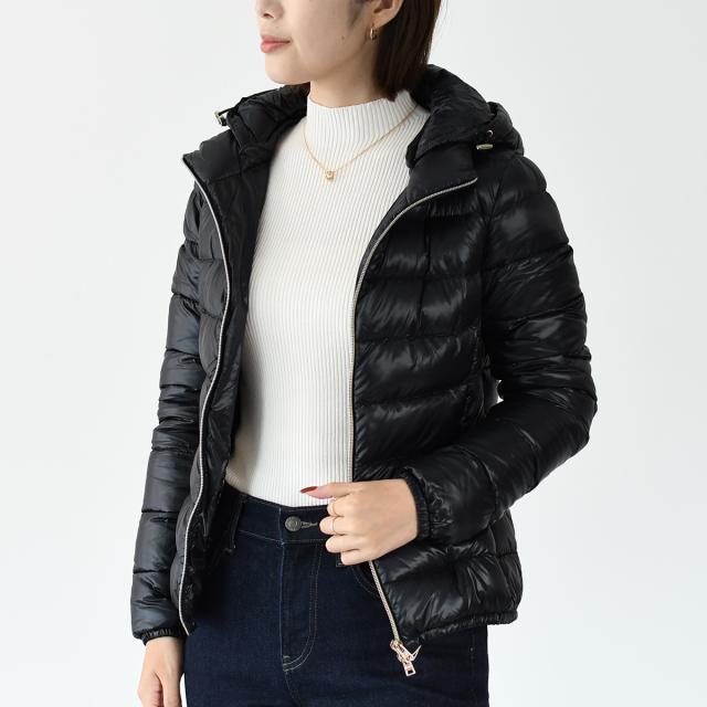 HERNO ヘルノ ダウン アウター ショートダウン ダウンジャケット PI0833DIC 12017 フード シンプル レディース ブラック 防寒