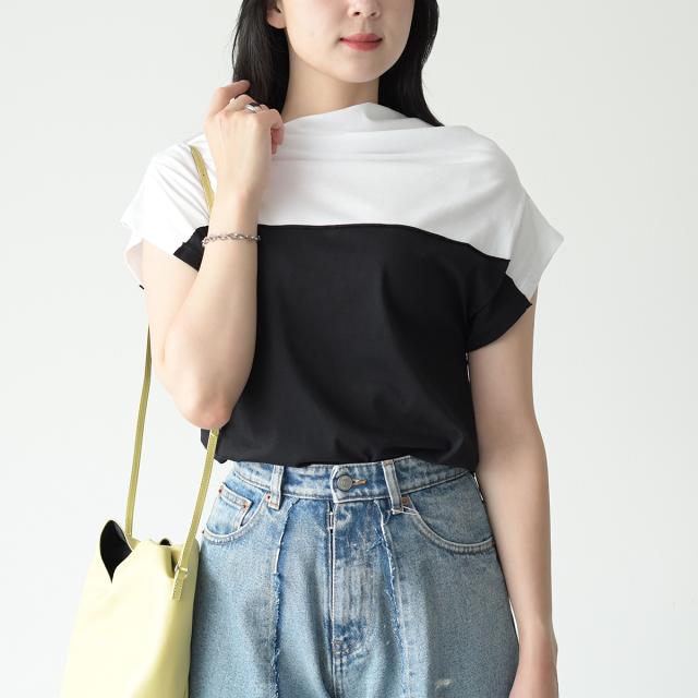 MM6 MAISON MARGIELA エムエムシックス メゾン マルジェラ トップス ハイネック HIGH NECK Tシャツ S52NF0006 S23588 レディース ブラック ホワイト シンプル 半袖 人気 おすすめ プレゼントの通販は