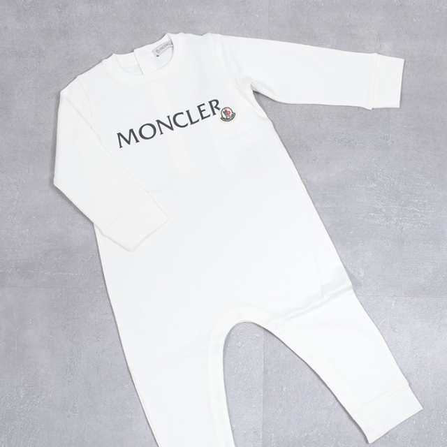 MONCLER モンクレール ベビー服 ロゴ ベビー ロンパース 8L00002899AR ベビー WHITE ホワイト ロゴ コットン シンプル 刺しゅう ワッペン